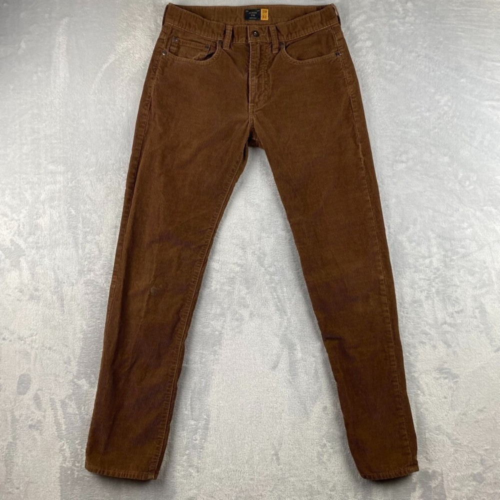 J Crew Corduroy Pants Mens 29x32 Brown 770 Straight Cords 5 Pocket Chino Pinwale
